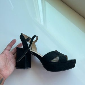 Black suede heeled Sandals size 6
